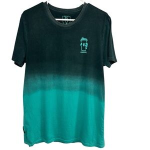 Dutch Bros LARGE “Drink One For Dane” Classic Black+Teal Ombré Tee DB 1992